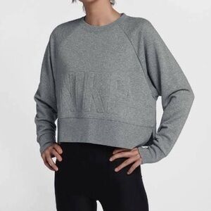 Nike Women's Charcoal Logo Crop Sweatshirt